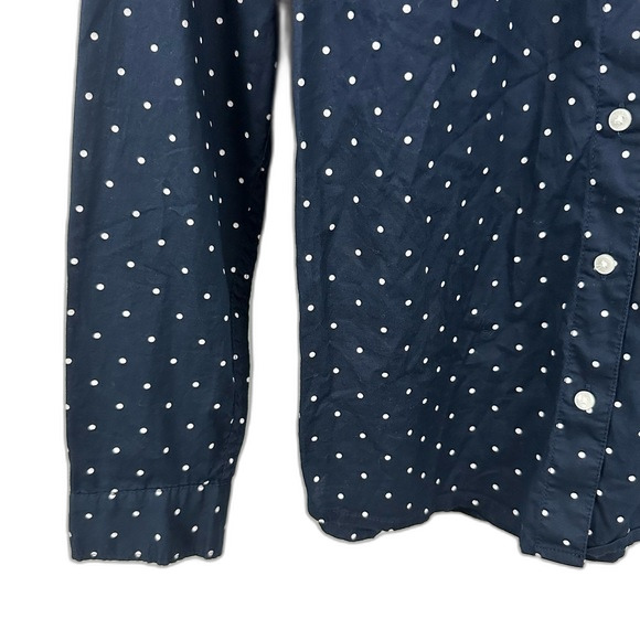 Tommy Hilfiger Navy & White Polka Dot Button-Up Blouse Size Medium - Picture 6 of 14
